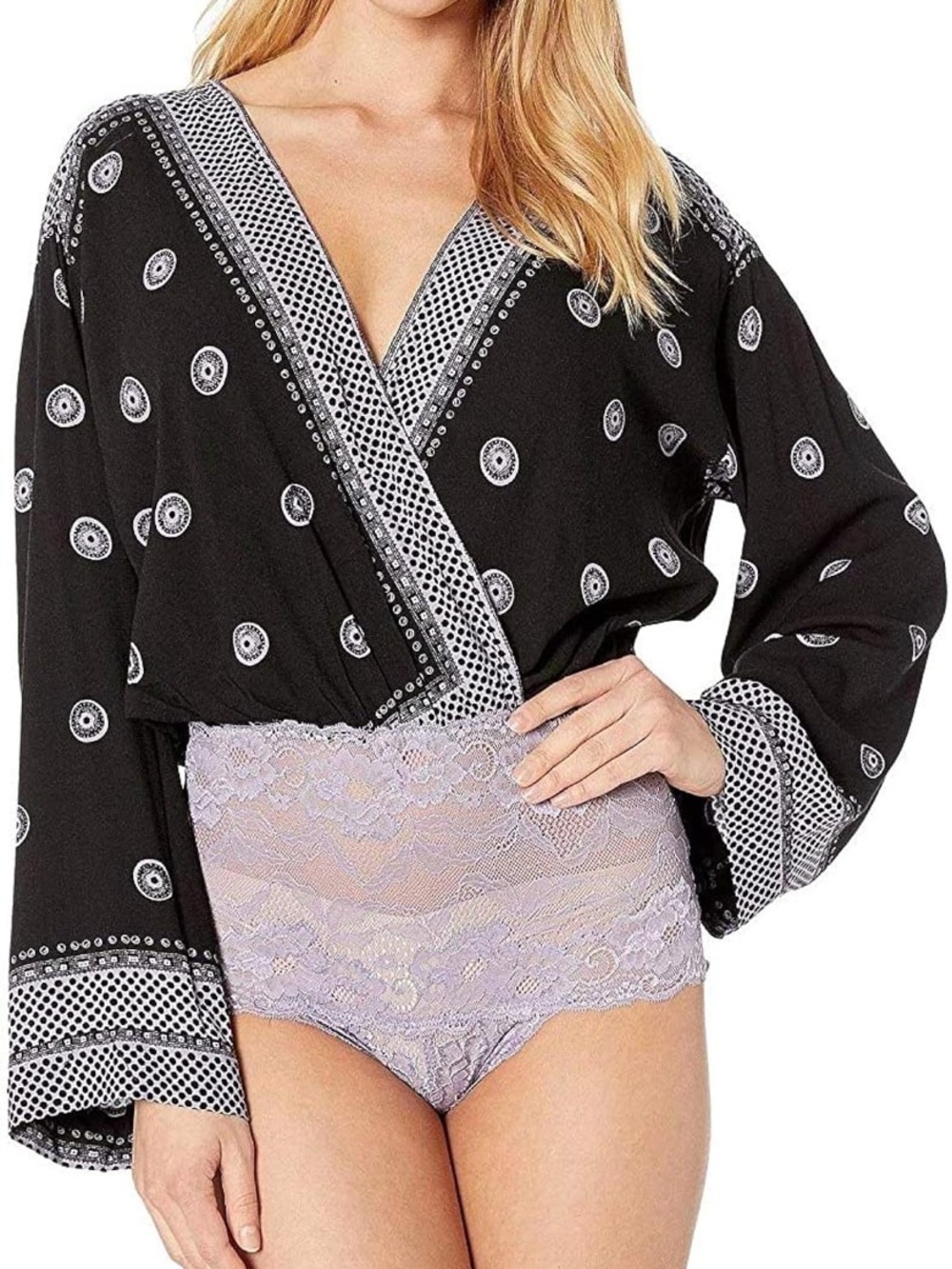 Intimately Free People On Board Printed Surplice Bodysuit